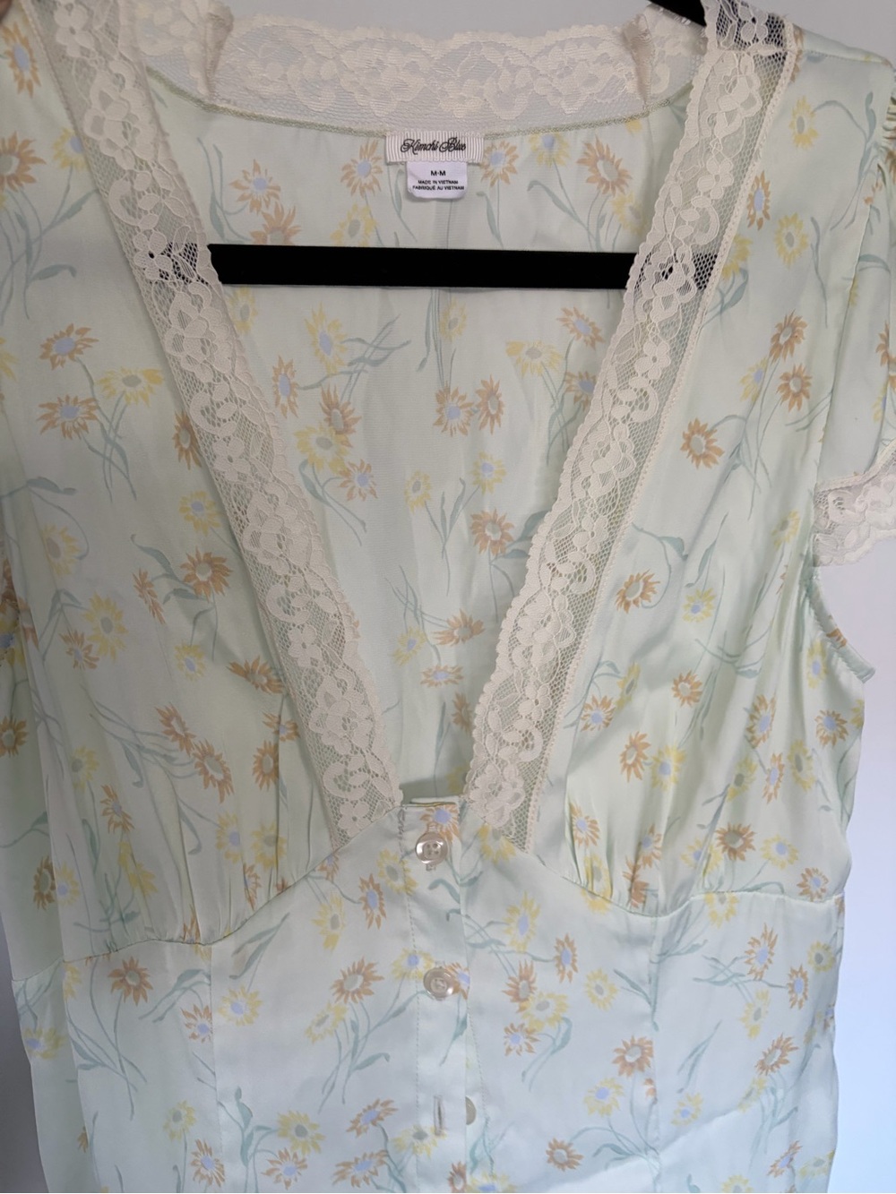 Kimchi Blue Pale Mint Floral Lace-Trim Maxi Top - Picture 5 of 8